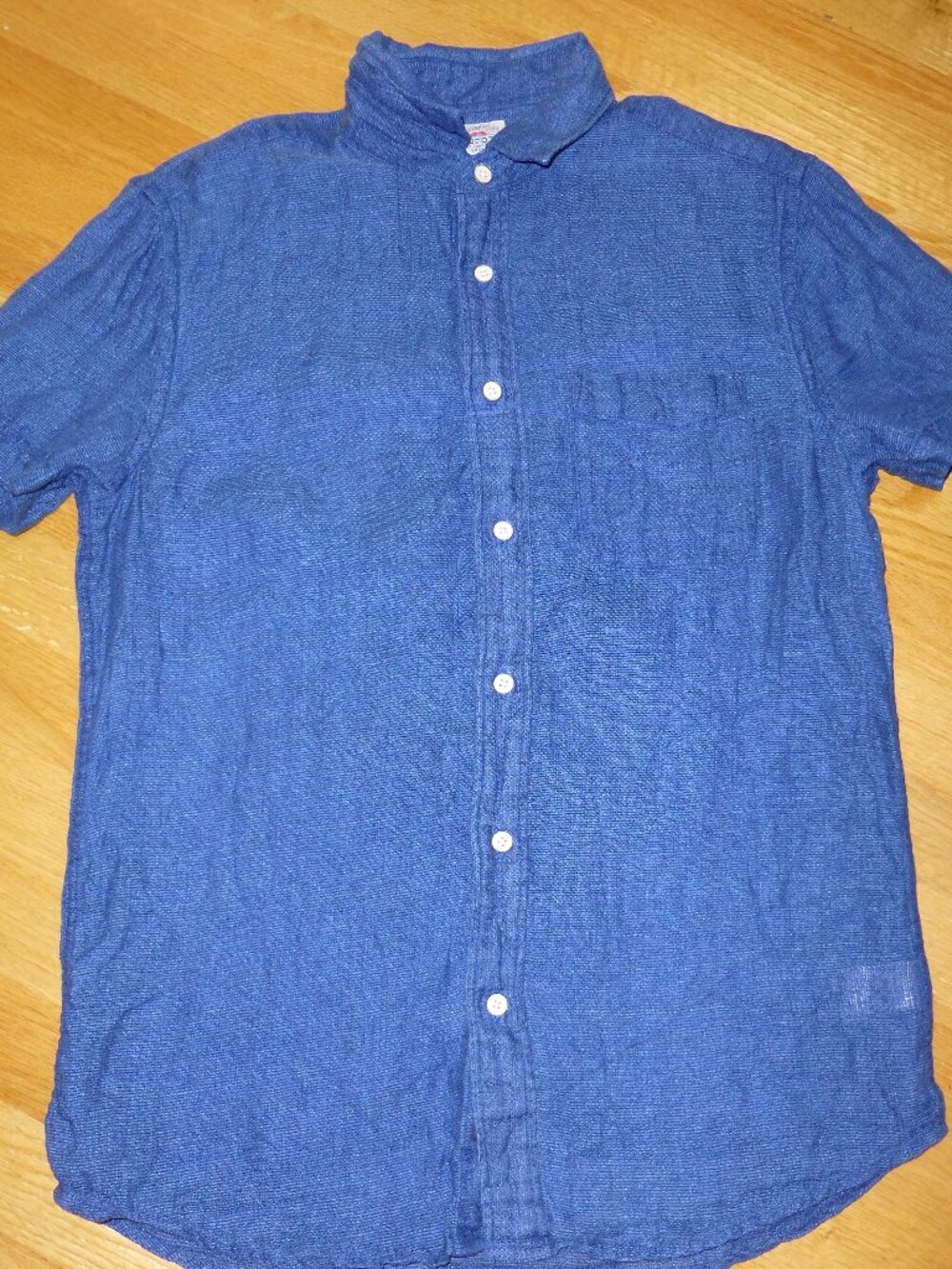 Faherty Mens Shirt Small Blue 100% Linen Sleeve Button Down Pocket Casual